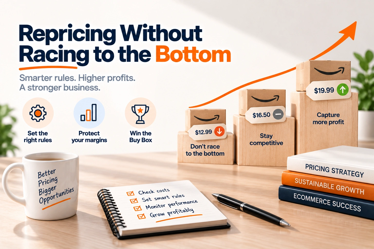 A price moving between a floor and a ceiling against competing offers over a week