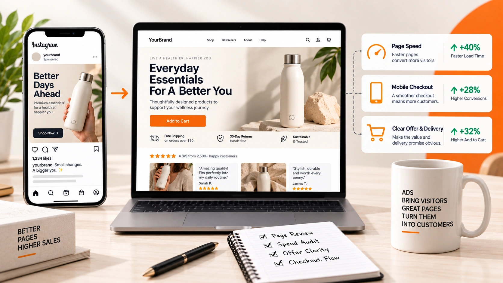 Landing page and post-click work: section banner