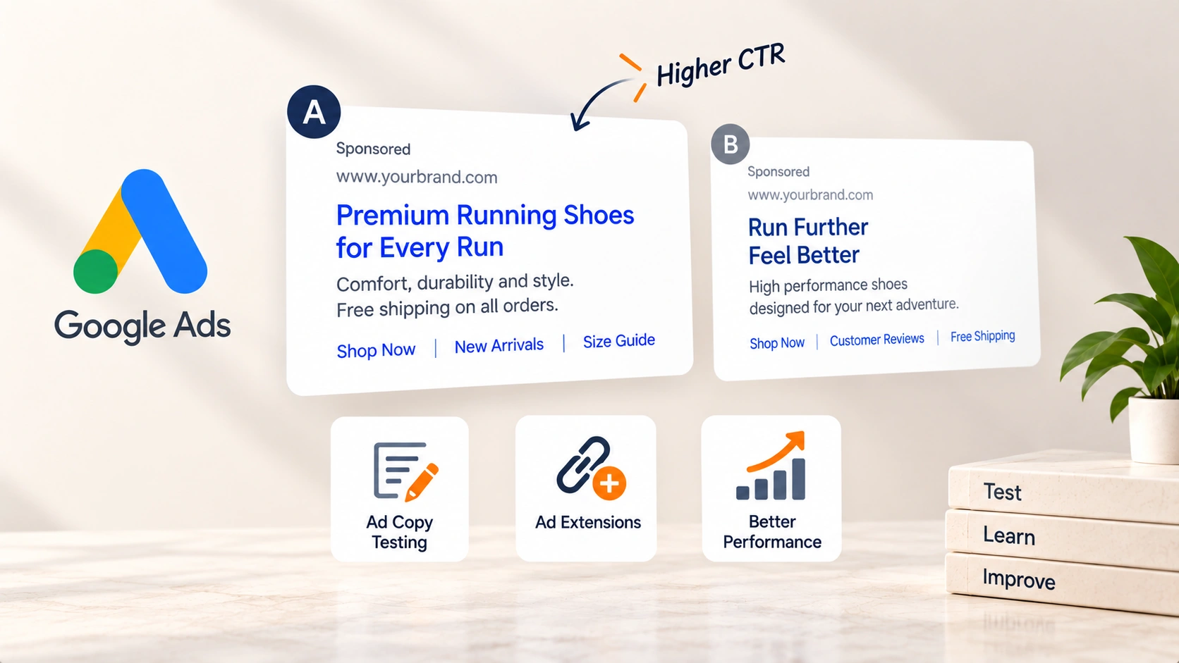Ad copy and creative testing: section banner