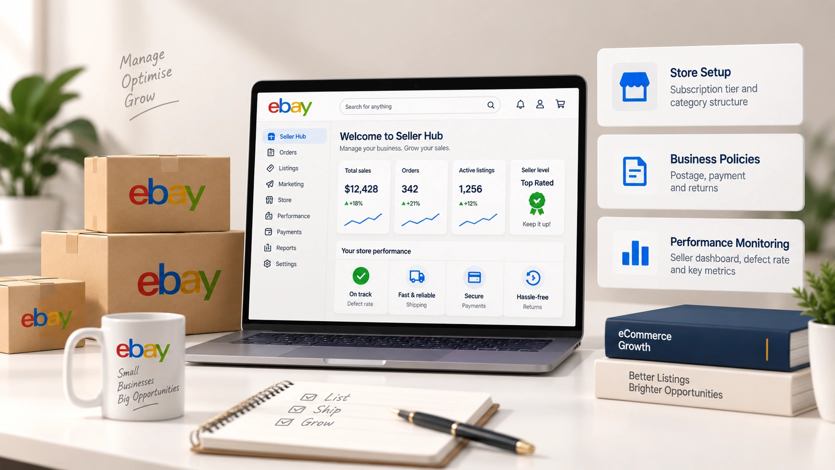 eBay account and store management: section banner