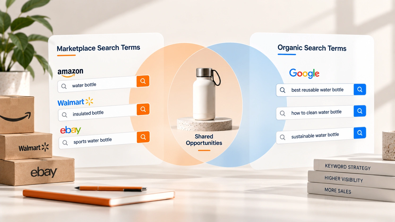 Marketplace and search engine terms, kept apart
