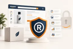 A listing with the brand's own copy beside the same listing after somebody else edited it, with the protection tools marked