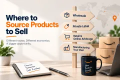 Four sourcing routes laid out side by side: wholesale, private label, arbitrage and manufacturing