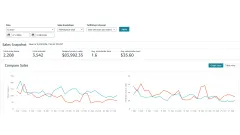 Amazon Sales Dashboard for February 2026 showing the sales snapshot and the daily units and sales charts.